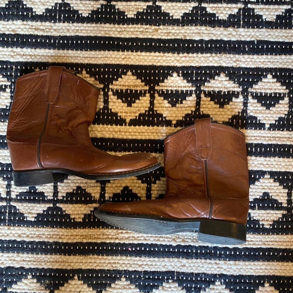 Old West Brand Vintage Brown Roper Boots, Size 6